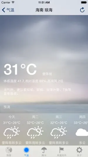 天朝实时天气排名,预警,预测截图3